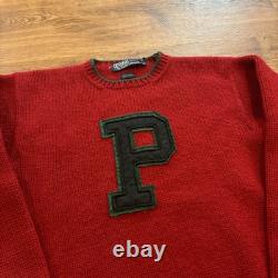 Vintage Polo Ralph Lauren Wool Sweater P-Wing Varsity Letterman Crewneck Wmns M