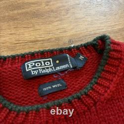 Vintage Polo Ralph Lauren Wool Sweater P-Wing Varsity Letterman Crewneck Wmns M