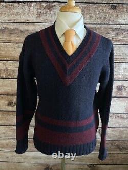 Vintage Polo Ralph Lauren Wool Tennis Sweater XL Blue Maroon