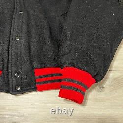 Vintage Polo Ralph Lauren Wool Varsity Jacket Mens Large Black Red Mallet Crest