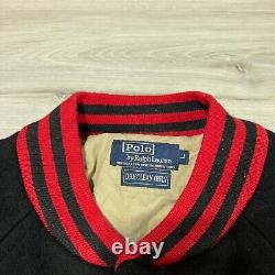 Vintage Polo Ralph Lauren Wool Varsity Jacket Mens Large Black Red Mallet Crest