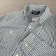 Vintage Polo Ralph Lauren Work Shirt Medium Hickory Stripe Loop Chinstrap Collar