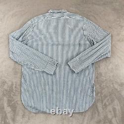 Vintage Polo Ralph Lauren Work Shirt Medium Hickory Stripe Loop Chinstrap Collar
