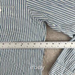 Vintage Polo Ralph Lauren Work Shirt Medium Hickory Stripe Loop Chinstrap Collar
