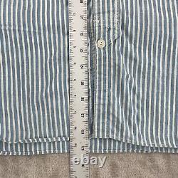 Vintage Polo Ralph Lauren Work Shirt Medium Hickory Stripe Loop Chinstrap Collar