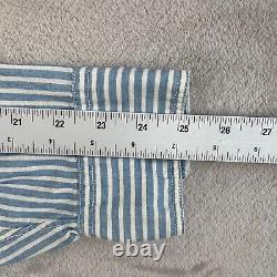 Vintage Polo Ralph Lauren Work Shirt Medium Hickory Stripe Loop Chinstrap Collar