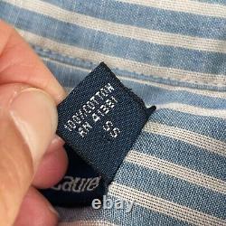 Vintage Polo Ralph Lauren Work Shirt Medium Hickory Stripe Loop Chinstrap Collar
