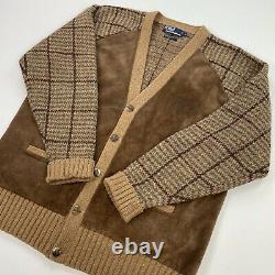 Vintage Polo Ralph Lauren (XL) Wool Suede Front Fox Hunting Cardigan Sweater