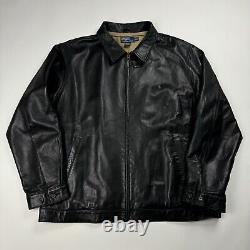 Vintage Polo Ralph Lauren Zip Up Genuine Leather Jacket Men's Size XXL Black Vtg
