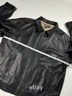Vintage Polo Ralph Lauren Zip Up Genuine Leather Jacket Men's Size XXL Black Vtg