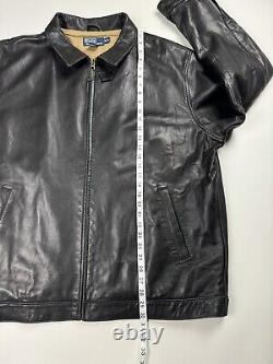 Vintage Polo Ralph Lauren Zip Up Genuine Leather Jacket Men's Size XXL Black Vtg