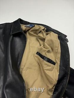 Vintage Polo Ralph Lauren Zip Up Genuine Leather Jacket Men's Size XXL Black Vtg