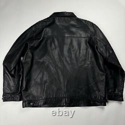 Vintage Polo Ralph Lauren Zip Up Genuine Leather Jacket Men's Size XXL Black Vtg