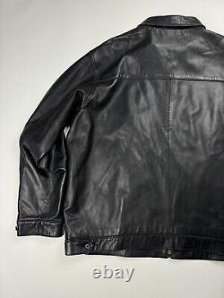 Vintage Polo Ralph Lauren Zip Up Genuine Leather Jacket Men's Size XXL Black Vtg