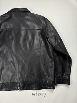 Vintage Polo Ralph Lauren Zip Up Genuine Leather Jacket Men's Size XXL Black Vtg