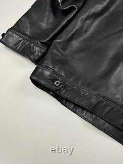 Vintage Polo Ralph Lauren Zip Up Genuine Leather Jacket Men's Size XXL Black Vtg