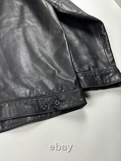 Vintage Polo Ralph Lauren Zip Up Genuine Leather Jacket Men's Size XXL Black Vtg