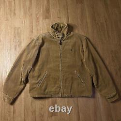 Vintage Polo Ralph Lauren bomber Jacket winter Corduroy cotton men beige siz 2XL