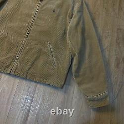 Vintage Polo Ralph Lauren bomber Jacket winter Corduroy cotton men beige siz 2XL