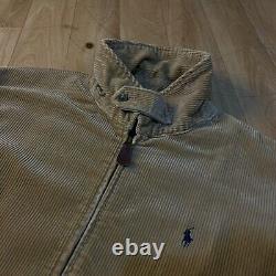 Vintage Polo Ralph Lauren bomber Jacket winter Corduroy cotton men beige siz 2XL