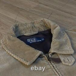 Vintage Polo Ralph Lauren bomber Jacket winter Corduroy cotton men beige siz 2XL