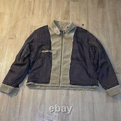 Vintage Polo Ralph Lauren bomber Jacket winter Corduroy cotton men beige siz 2XL