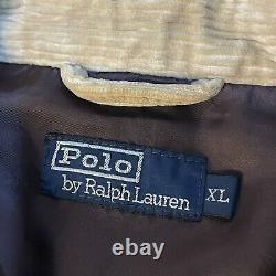 Vintage Polo Ralph Lauren bomber Jacket winter Corduroy cotton men beige siz 2XL