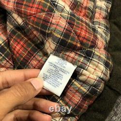 Vintage Polo Ralph lauren Vest Mens XL Green Flannel Lined Quilted Leather Trim