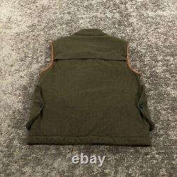 Vintage Polo Ralph lauren Vest Mens XL Green Flannel Lined Quilted Leather Trim