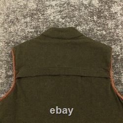 Vintage Polo Ralph lauren Vest Mens XL Green Flannel Lined Quilted Leather Trim