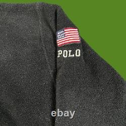 Vintage Polo Sport Ralph Lauren 1/4 Zip Pullover USA Spellout Flag Size XL Black
