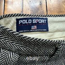 Vintage Polo Sport Ralph Lauren 32x32 80's Herringbone Wool Pants MADE IN USA