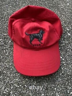 Vintage Polo Sport Ralph Lauren Dog Retriever Baseball Red Hat Strapback Rare