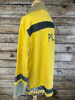 Vintage Polo Sport Ralph Lauren Fireman Jacket Size L Yellow Suede Detail