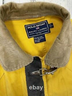 Vintage Polo Sport Ralph Lauren Fireman Jacket Size L Yellow Suede Detail