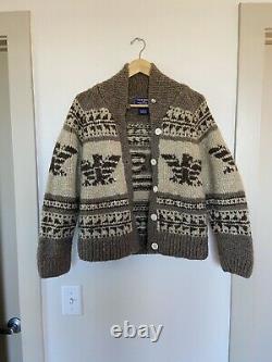 Vintage Polo Sport Ralph Lauren Front Button Cowichan Brown Wool Sweater