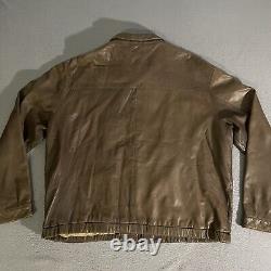 Vintage Polo Sport Ralph Lauren Genuine Leather Jacket Brown Men's XXL Rayon