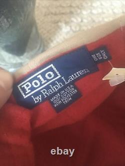 Vintage Polo Sport Ralph Lauren Hat Beige / Red Fleece Lined Adjustable NEW USA