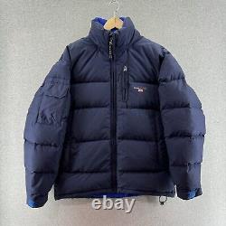 Vintage Polo Sport Ralph Lauren Mens Jacket Blue Medium Down Puffer Canvas Hood