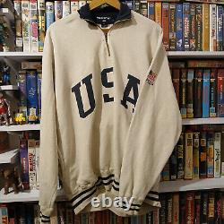 Vintage Polo Sport Ralph Lauren Stadium Usa Qtr Zip Jacket- Size L 1990s 90s