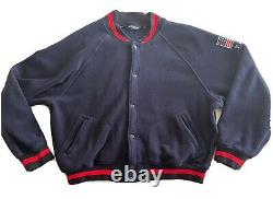 Vintage Polo Sport Ralph Lauren USA Fleece Varsity Bomber Jacket Rare XL