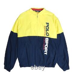 Vintage Polo Sport Ralph Lauren Windbreaker Light Jacket Size Large Yellow Blue