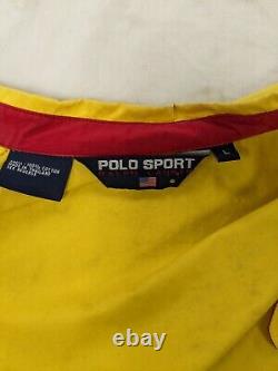 Vintage Polo Sport Ralph Lauren Windbreaker Light Jacket Size Large Yellow Blue