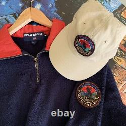 Vintage Polo Sportsman Ralph Lauren Waffle Patch Elk Cookie Hat and Fleece