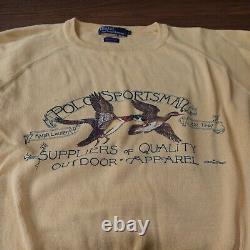 Vintage Polo Sportsman Ralph Lauren Yellow Cotton Sweater Size L Duck Hunter