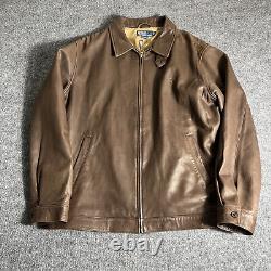 Vintage Polo by Ralph Lauren Brown Leather Bomber Jacket Mens XL