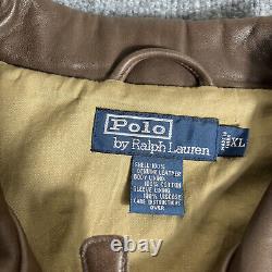 Vintage Polo by Ralph Lauren Brown Leather Bomber Jacket Mens XL