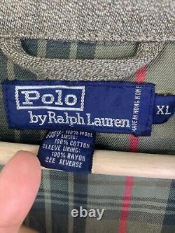 Vintage Polo by Ralph Lauren Green Wool SZ XL Overcoat Trench coat Plaid lining