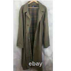 Vintage Polo by Ralph Lauren Green Wool SZ XL Overcoat Trench coat Plaid lining
