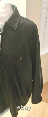Vintage Polo by Ralph Lauren Lambskin Leather Jacket Black Men's Size XL